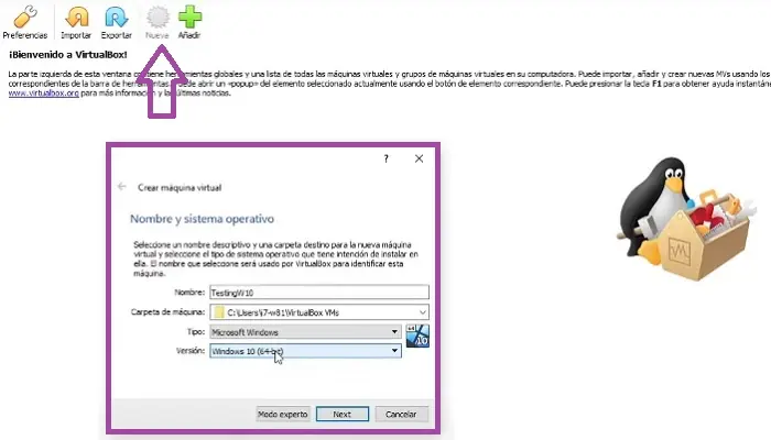crear VM