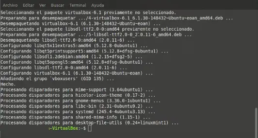 finalizada la instalación en Linux