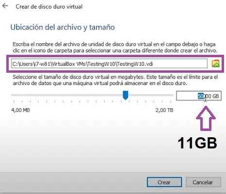 Ubicación y tamaño